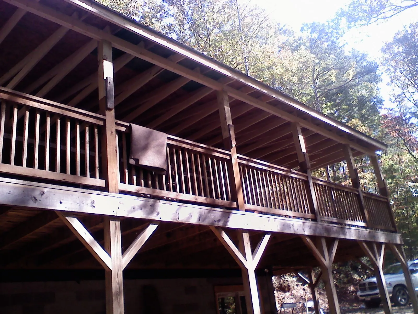 Timber framing under a new elevated porch and deck — Roof Leak Repair in Pleasant Dale by Roofing Brothers