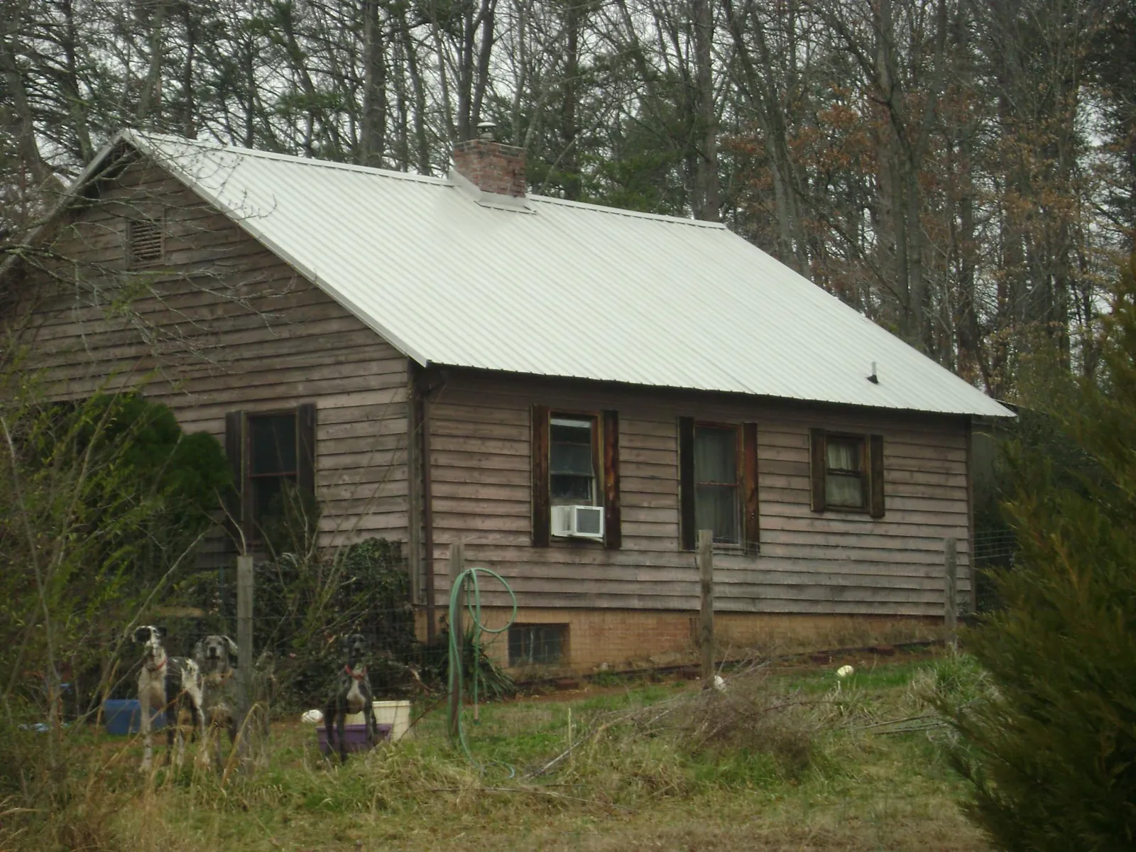 White metal roof on an old wood sided farmhouse, from a Asphalt Shingle Roof Repair job in Pleasant Dale